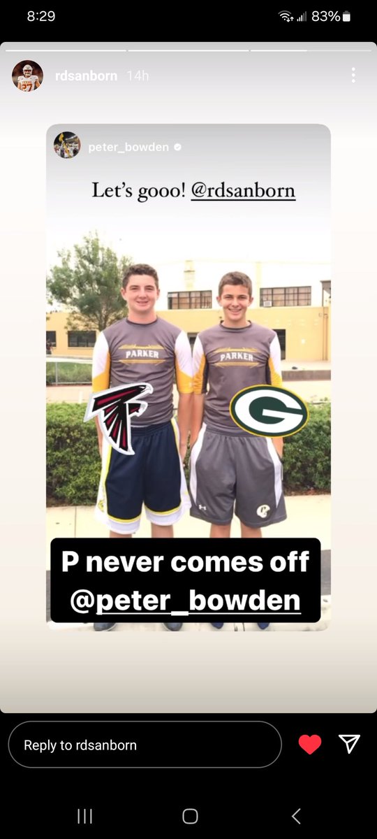 First day of freshman football in 2015. They are first cousins. They both signed NFL free agent contracts yesterday. Ryan Sanborn on the left from the University of Texas (Punter). Peter Bowden is on the right from the University of Wisconsin (Long Snapper).