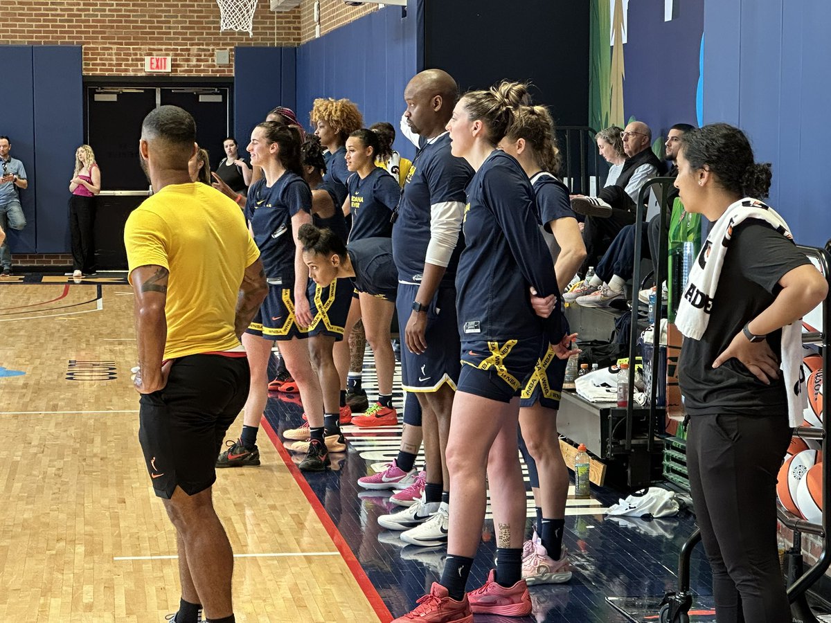 .@CaitlinClark22 and the @IndianaFever practicing this morning. @WISH_TV