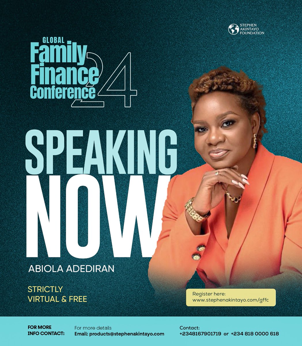 Speaking now is Abiola Adediran on 'Setting up a family office.'🔥

You cannot afford to miss this one! Today is the last day.

Join now at stephenakintayo.com/gffc

For more enquiries, contact +234 818 0000 618 or +234 816 790 1719.

#drsakintayo #GFFC2024 #GFFC #Familyfinance…