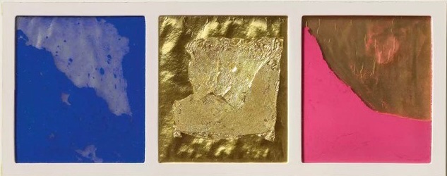 Edition Original I, 1962-1964 •
Yves Klein • Gold leaf and pigment in transparent plastic foil on gold leaf covered cardboard
