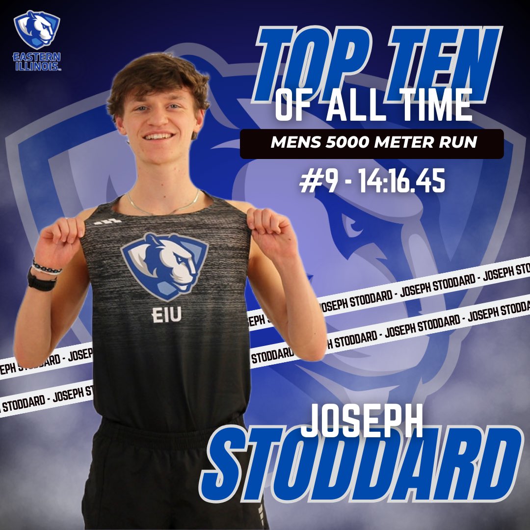 EIU_XC's tweet photo. 🚨TOP TEN 🚨
This weekend two of our runners earned a spot on the EIU Top Ten List. Joseph Stoddard is now #9 in the men’s 5K meter run after breaking his own freshman record! Rylea Borgic is now 10th overall in women’s steeplechase. Congratulations Joseph and Rylea!🎉 https://t.co/ua3NY1WdqR