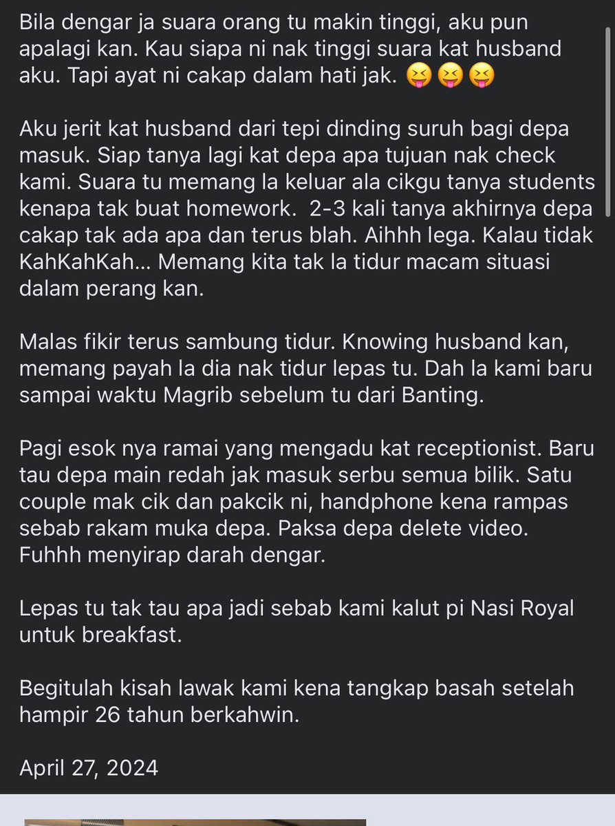 Walaun cuba nak paw couple di hotel. Kad kuasa apa pun tarak. 

Kisah terjadi kat kawan aku di negeri MB Sempoiii. 

Ada couple tua tu, hphone kena rampas sebab rakam muka 'penguatkuasa' tu. 

Aku ckp kat kwn aku, aku suspect walaun. 

Dia gelak, laki dia pun fikir mcm tu.🤣🤣