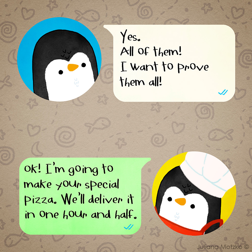 A Pizza Story #ThePenguinsFamily #penguin #pizza #cute #PenguinsLife #life #cartoon #dailylife #illustrator #ilustracao #kidlitart #kidlitartist #插图师 #企鹅 #插画 #JulianaMotzko