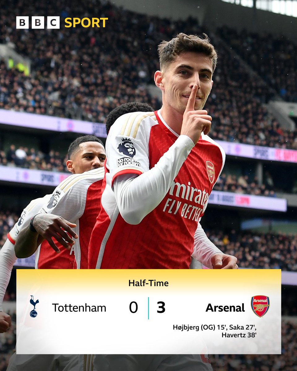 What a first half for Arsenal at the Tottenham Hotspur Stadium! #BBCFootball #TOTARS
