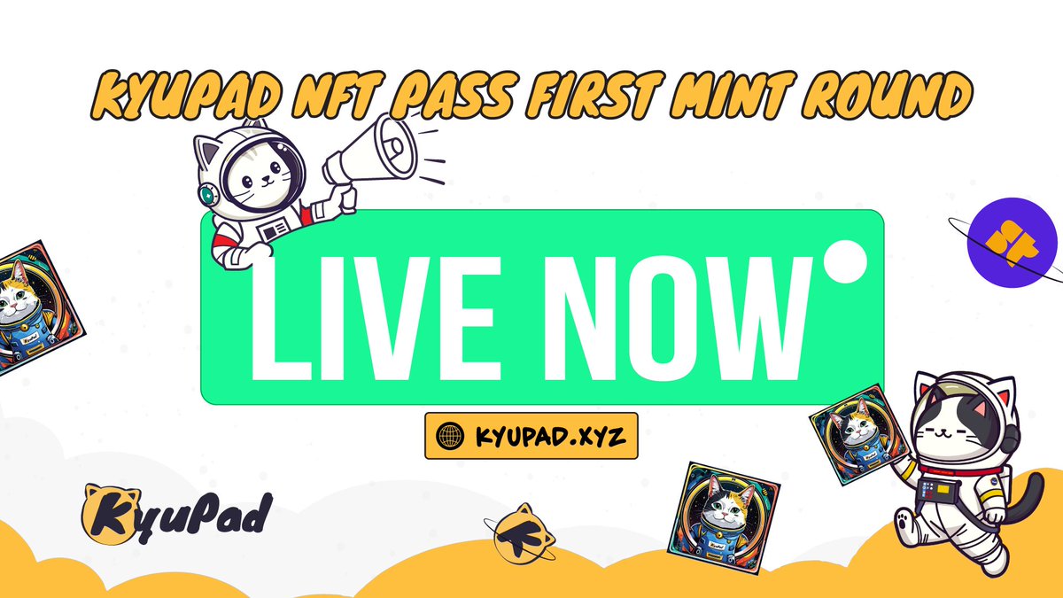 Ready. Set. Mint!

👉 Claim now: kyupad.xyz/mint-nft

🌟 Collection contract: 9KiDk1inZzy8tQABisY5CKxJdZa88YLDDFAeZrVParN2

‼️ Beware of scammers, re-check the contract & website thoroughly before minting.

#Kyupad #Superteam #Solana #NFTPass #Gen1 #1st #Mint
