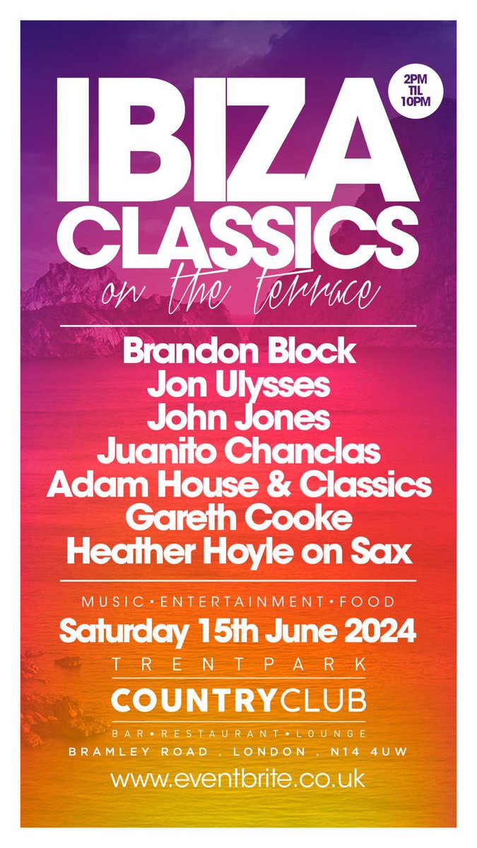 Bring the madness for Ibiza Classics with @Brandonblock @djjonjones #JaunitoChanclas and much more at #TrentParkCountryClub #GetTickets #GetDancing #GoodTimes #DJLife #Dancing #UlybugMusic #BestTimes #GetInvolved
