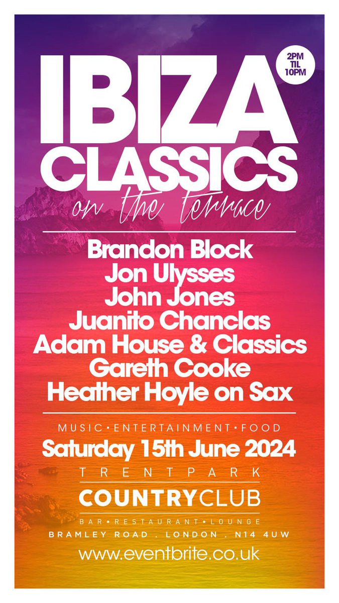 jonathanulysses's tweet photo. Bring the madness for Ibiza Classics with @Brandonblock @djjonjones #JaunitoChanclas and much more at #TrentParkCountryClub #GetTickets #GetDancing #GoodTimes #DJLife #Dancing #UlybugMusic #BestTimes #GetInvolved https://t.co/4ljoTLfqFy