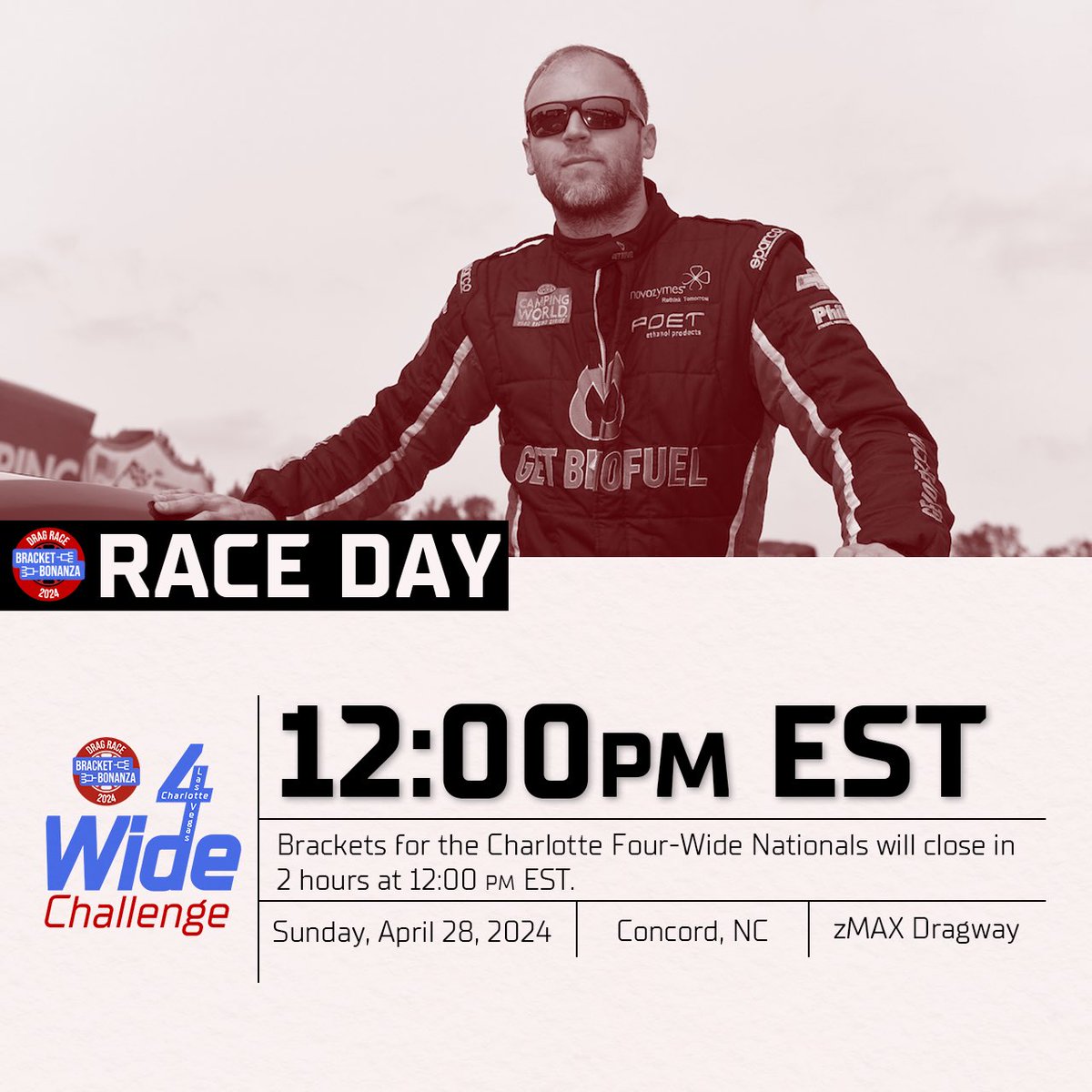 You have 2 hours to fill out your @NHRA #4WideNats bracket before we 🔒 them at @zMAXDragway. Don’t forget to rank all of your matchups 1-2-3-4, submit your picks and compete in the last race of the DRBB Four-Wide Nationals Cup! 🏆 DragRaceBracketBonanza.com