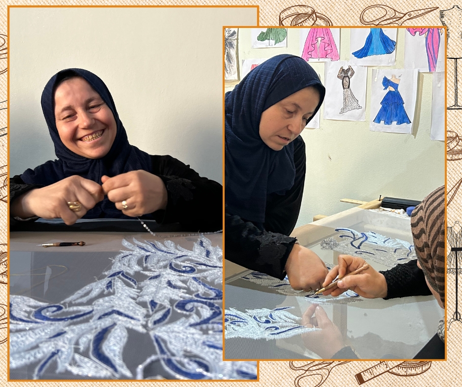 Najah, a fashion designer displaced by conflict, returned to Khan Sheikhon in Idlib. With a grant from the ICRC and @SyRedCrescent, she opened a workshop to teach her skills to other women, helping them build and improve their skills.