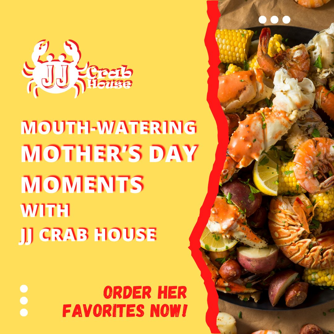 🌸🦀 Mother's Day is just around the corner! Treat #Mom to the delicious flavors of #JJCrabHouse. Whether it's a #SeafoodBoil or #Hibachi, it's the perfect gift to show her how much you care. 

Start planning your #MothersDay feast now - ow.ly/bKq550Rlvos

#HappyMothersDay