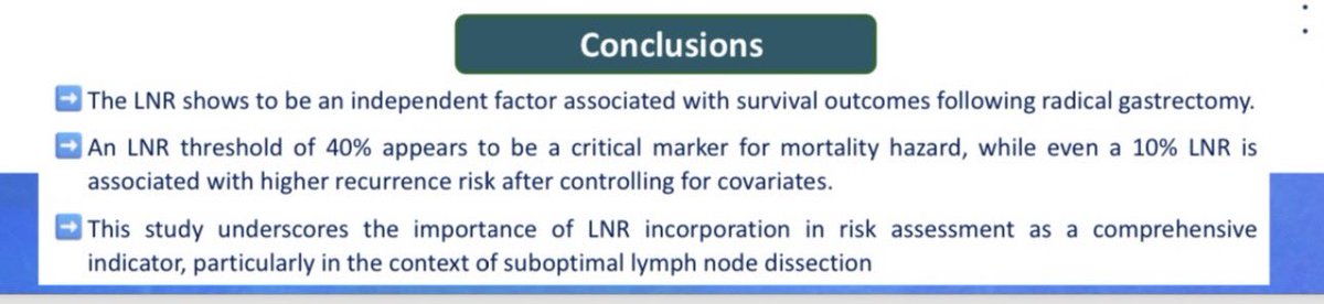 👉 Role of LNR on Survival in Gastric Cancer📈📉. Results from our study, presented in a poster at the recent #SSO2024 @SocSurgOnc @liliana62010843 #CarlosEDiaz #FHenao @MedicinaPUJ #SurgicalOncology #GastricCancer #CirugiaColombiana