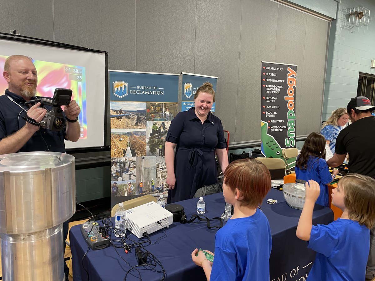 Reclamation employees, Kelsi Whitesell & Nathan Myers, participated in a Family Science Night. During the event, they demonstrated aspects of engineering & science principles including the use of thermal imaging, power generation, and energy transfer. #STEM