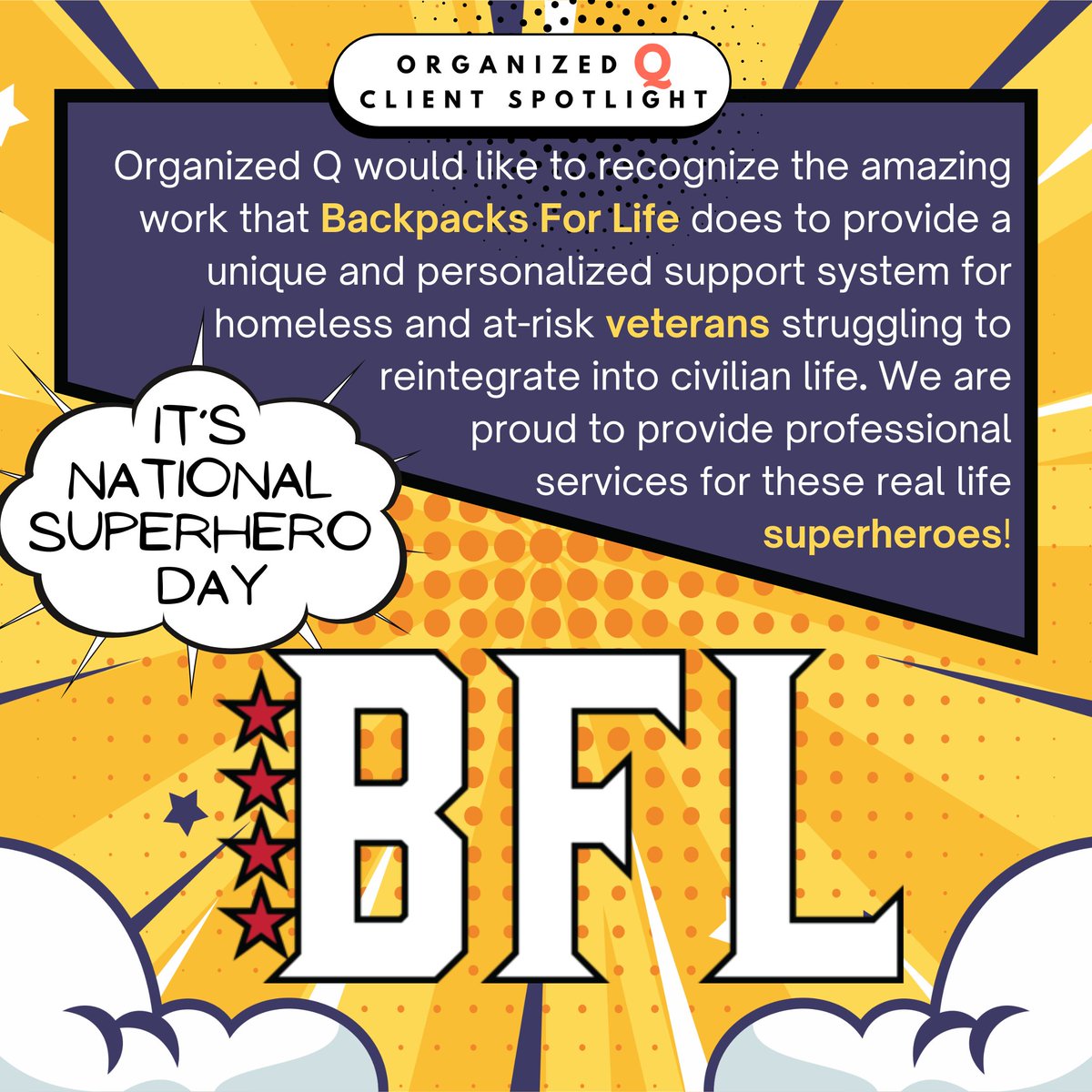 Not all superheroes wear capes. 
Some provide backpacks to homeless and at-risk #veterans.
This #NationalSuperheroDay we want to showcase one of the brands we provide a #VA to, @backpacksforlife, for the amazing work they do every day.
#ServingOurVeterans #VetsHelpingVets