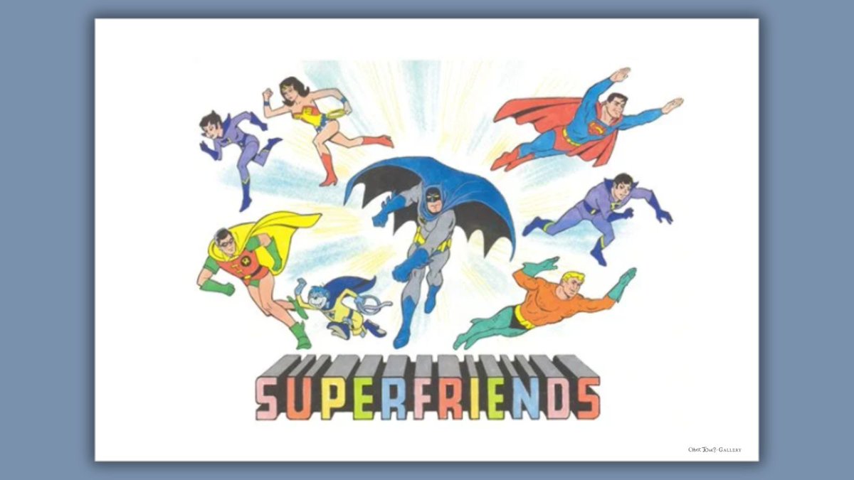 Happy #NationalSuperheroDay! 🦸‍♀️ Let's honor all the #superheroes, real or fictional, for their courage and kindness. 👉Tag your favorite hero and spread the love! 
.
Super Friends | Bob Singer | Shop Now ow.ly/vnkw50RooWO
.
#chuckjonesgallery #sandiegoart #santafeart #art