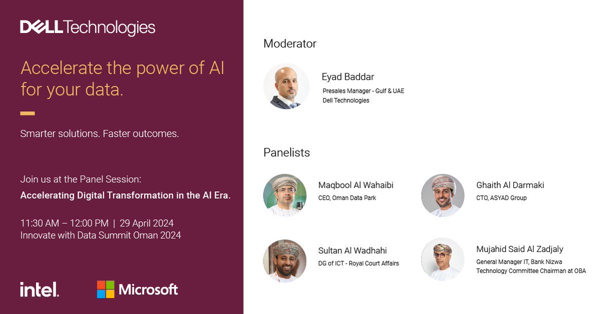 ❇️Enhance #AI powered #cyberresiliency and #multicloud data protection at #InnovateWithDataSummit!

Make sure not to miss out on a day of game-changing keynotes and panel discussions to drive profound growth📈!

🗓️Apr 29
📍#Oman 
Register ➡️dell.to/49KGZJp