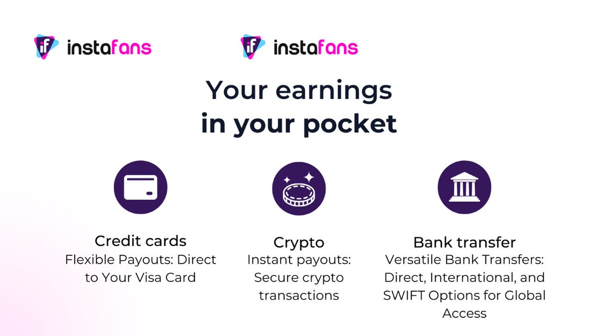 Your earnings in your pocket, with different payment methods to make it easier so you don't have to worry about anything, choosing between Bank transfers, Credit cards or even Crypto!

#ExclusiveContent #ContentCreators #SupportCreators #OnlineCommunity #OnlineMoney