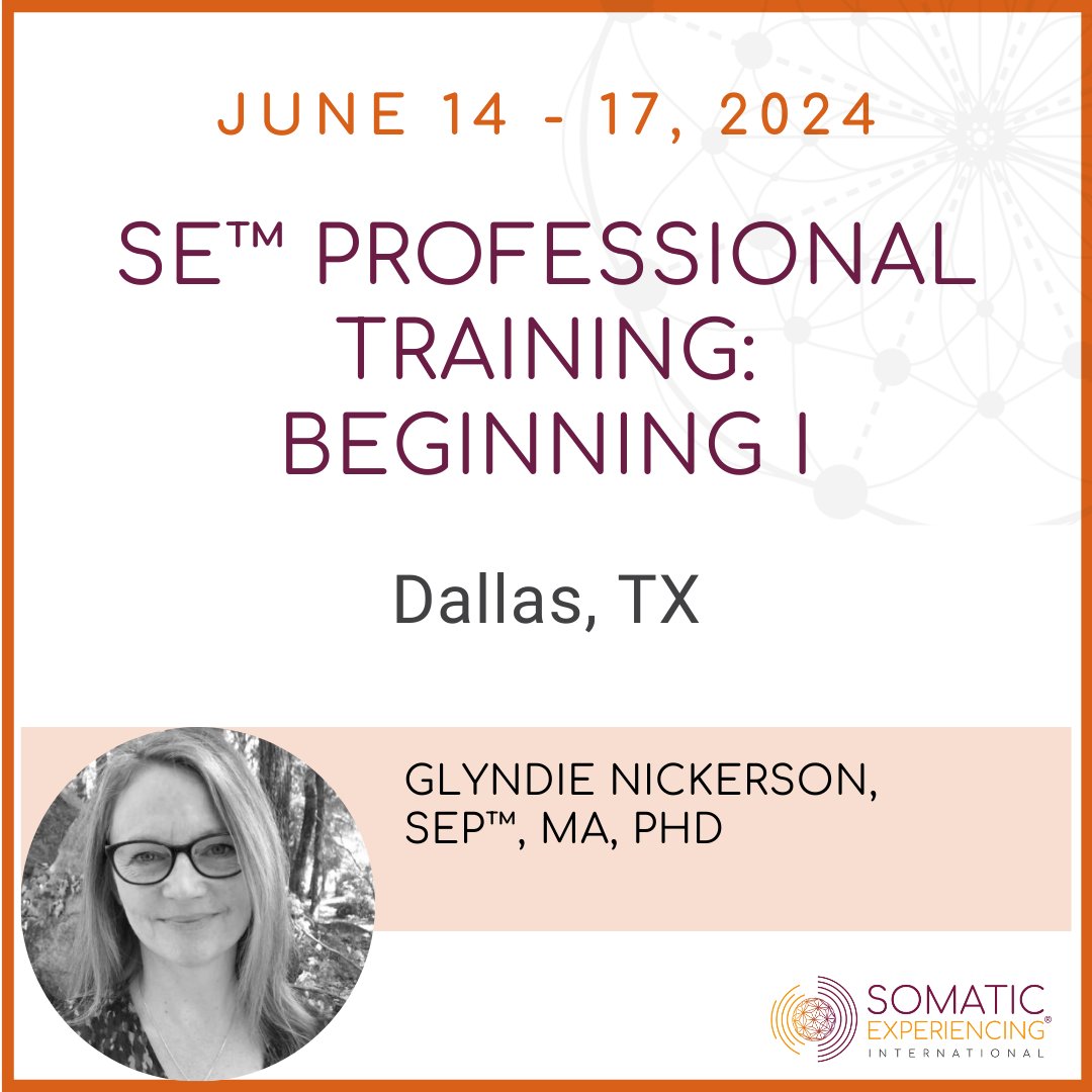 Apply traumahealing.org/Beg1DallasJune…

#somaticexperiencing #traumahealing #therapists #professionaldevelopment #counselors #mentalhealthprofessionals #healthcareprofessionals#healingtrauma #nurses #psychology #traumatherapy #nervoussystem #socialwork #nervoussystemregulation  #training