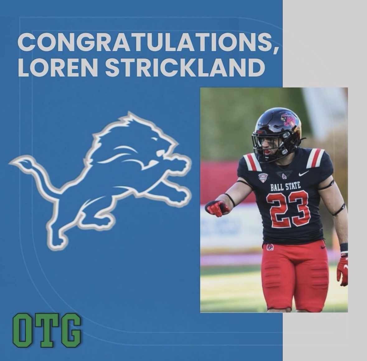 Congrats to @lcstrick05 on getting signed with the Lions! Golden Eagle community is proud of you! @MitzWilliam @Wr86Zimm