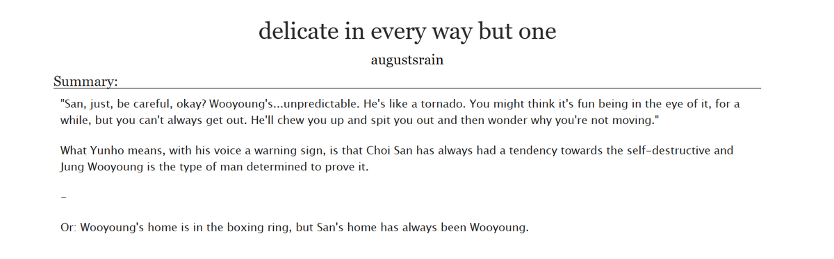 bouncy au wxxsxn: lovesick sxnnie, emotionally illiterate and morally grey wxx (i love him), and how violence is a synonym for love. enjoy <3 archiveofourown.org/works/55529236…