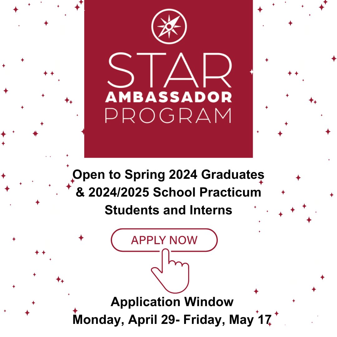 Our 2024 STAR AMBASSADOR PROGRAM is now accepting applications for our LSSSCA annual conference! We are looking for 12 exciting interns ready to engage in leadership opportunities & connect with other school counselors across our great state! Apply today! ow.ly/gkRv50Rqatc