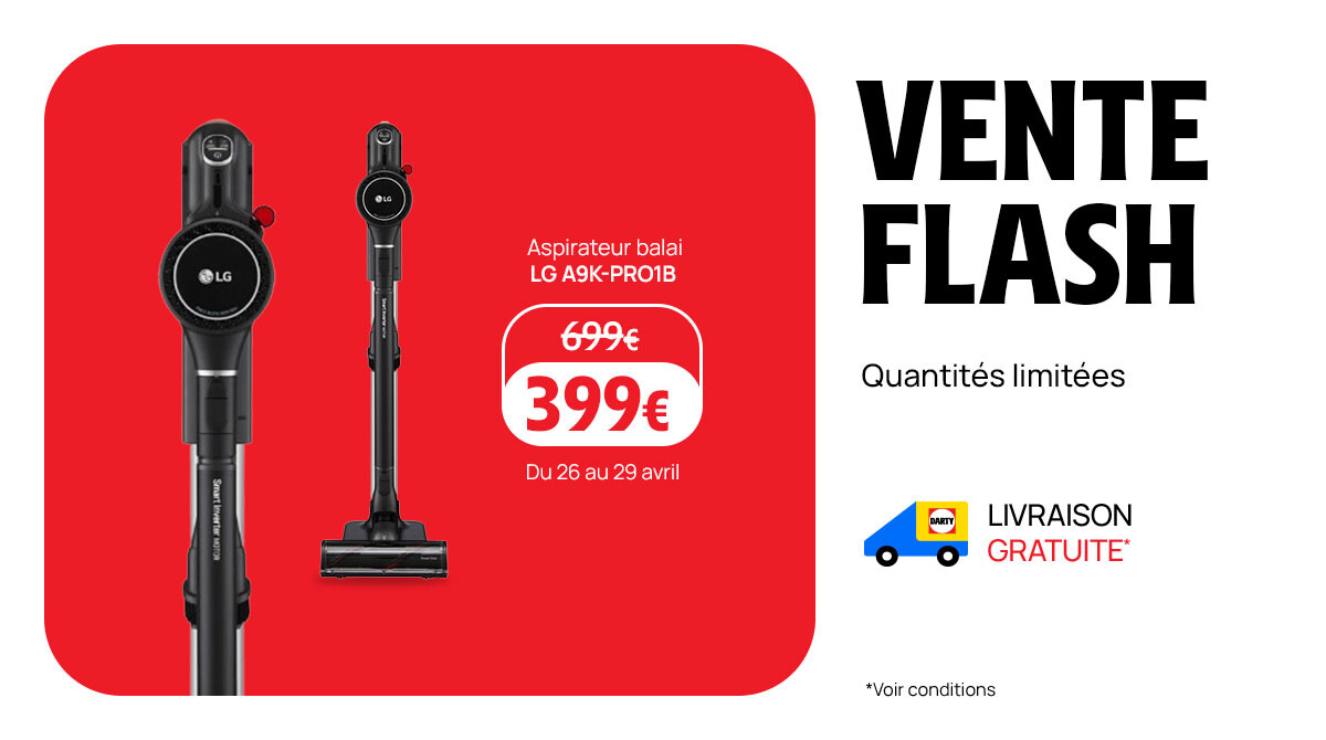Darty_Officiel's tweet image. #VenteFlash ⚡️ Du 26 au 29 avril, bénéficiez d’une réduction de 300€ sur l’aspirateur balai LG A9K-PRO1B. 🤩
👉 lc.cx/hNQPQT