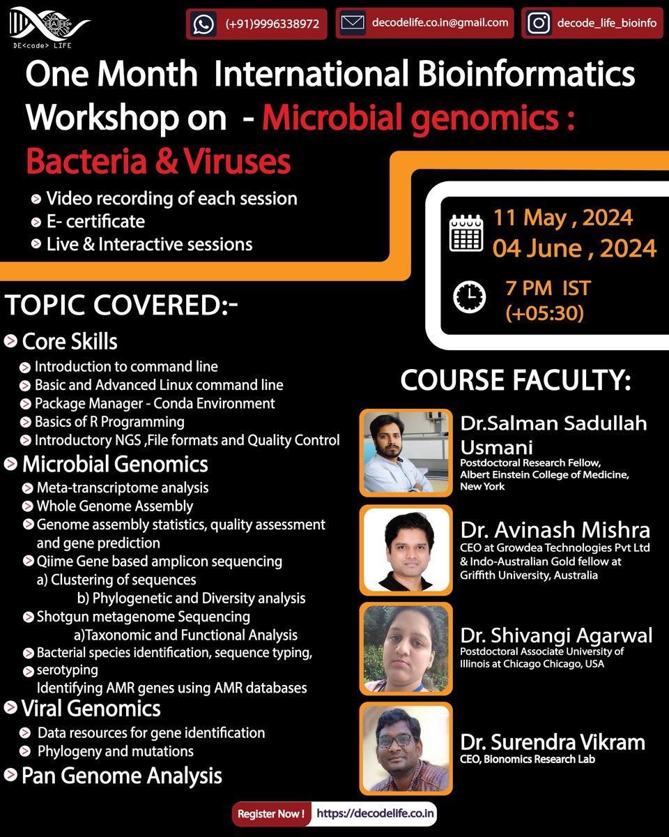 helpBIOTECH (@helpbiotech) on Twitter photo 📢🎯🔥One Month International #Workshop on - Microbial #Genomics - #Bacteria & #Viruses - by Decode Life.
helpbiotech.co.in/2024/04/decode…
<a href="/LifeDecode/">Decode life</a> 📢🎯🔥One Month International #Workshop on - Microbial #Genomics - #Bacteria & #Viruses - by Decode Life.
helpbiotech.co.in/2024/04/decode…
<a href="/LifeDecode/">Decode life</a>