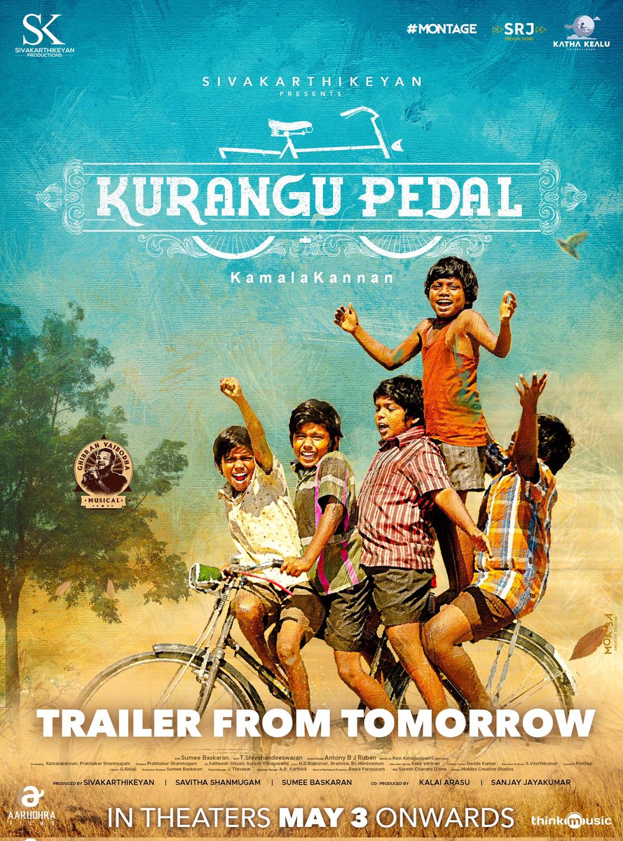 The #KuranguPedal trailer premieres tomorrow.✅ #KuranguPedalFromMay3 #SUMMERகொண்டாட்டம்