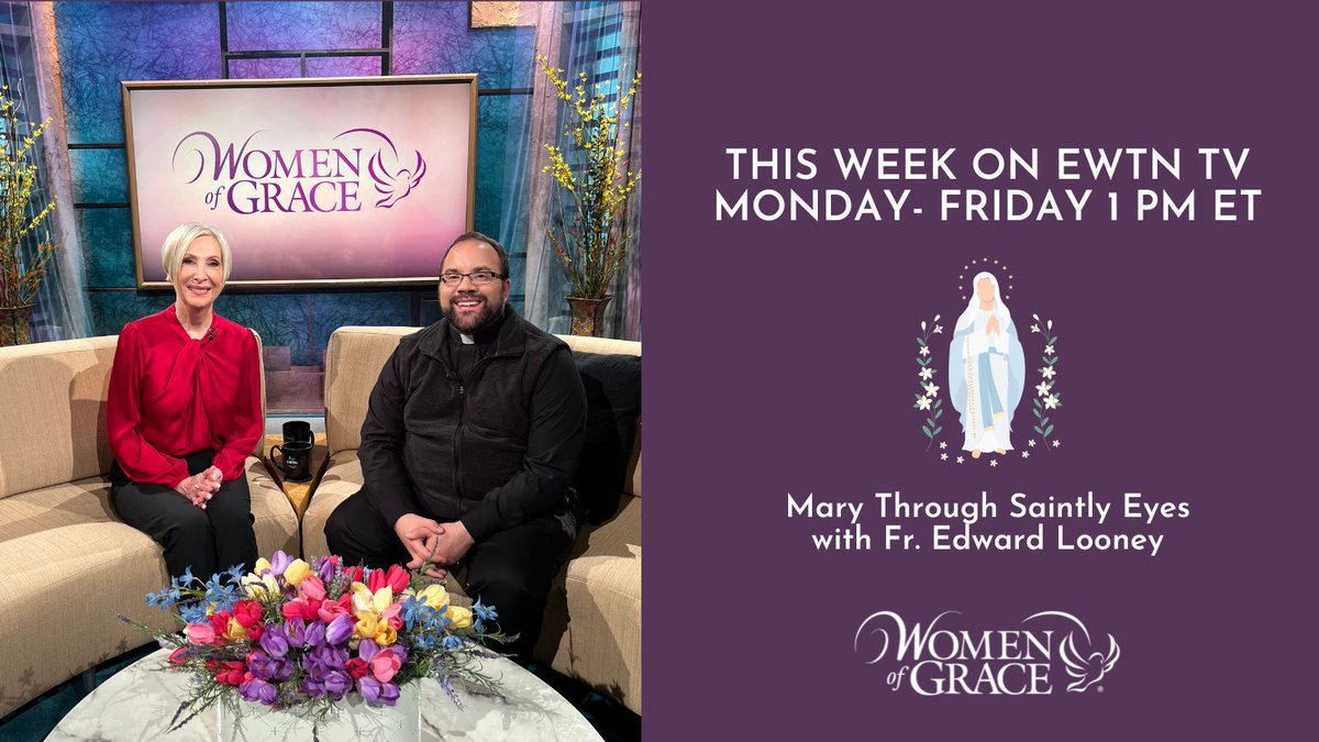 Look at our Blessed Mother through the eyes of the #saints this week with insights from @FrEdwardLooney and Johnnette Benkovic Williams! Watch on @EWTN Monday-Friday at 1 PM ET.
Watch live: ewtn.com/tv/watch-live/…

#ourlady #blessedmother #virginmary #mary @johnnetteb