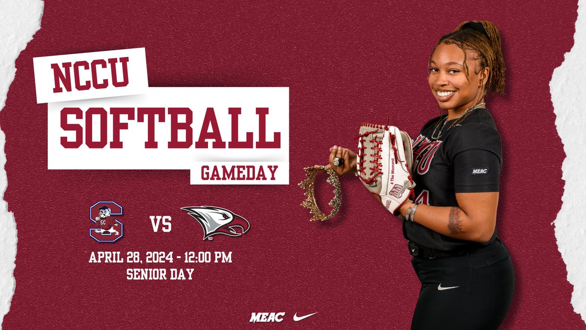 SENIOR DAY! NCCU hosts SC State in its last home game of the season. Fans are encouraged to arrive to Thomas Brooks Park by 11:15 a.m. for Sunday's Senior Day presentation that will take place before the noon first pitch. #EaglePride