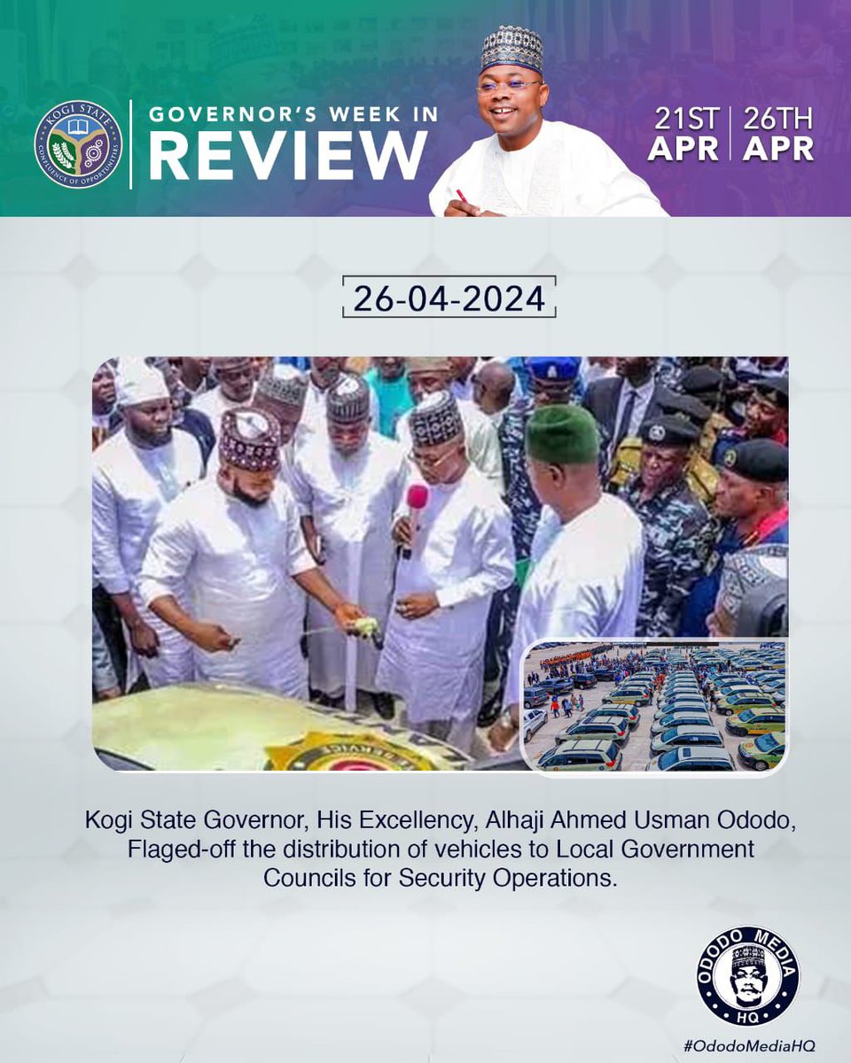 Weekly review of the activities and engagements of the Governor of Kogi State, His Excellency, Alhaji Ahmed Usman.
#ododomediahq
#ododoisworking
#GoTellSomeOne
#KogiIsRising