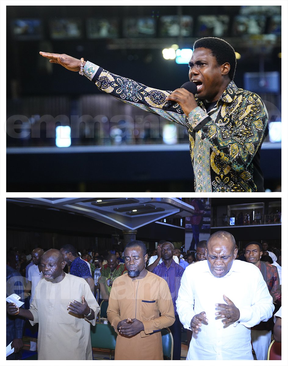 Evangelist Ope tells the people to pray: “You spirit tormenting my life – spirit of hardship, depression, sorrow – anywhere you are: Out!”