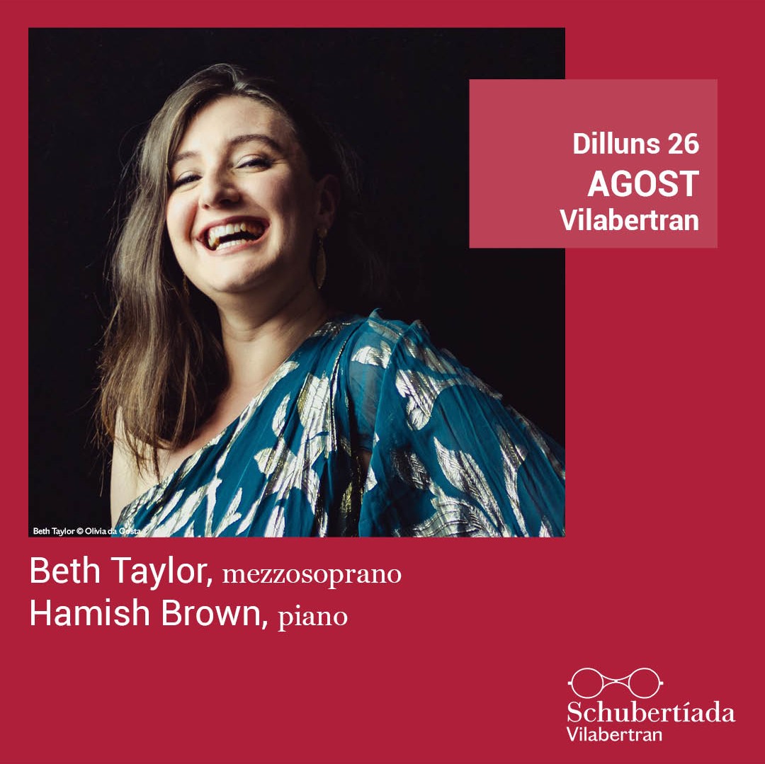La mezzosoprano Beth Taylor @bethtaylormezzo, lloada per la crítica per la seva veu fascinant, la seva expressivitat i la seva personalitat, debuta a la Schubertíada acompanyada per @hbrownpiano, amb un programa en el qual el mar serà molt present +info: schubertiada.cat/ca/concert-tay…