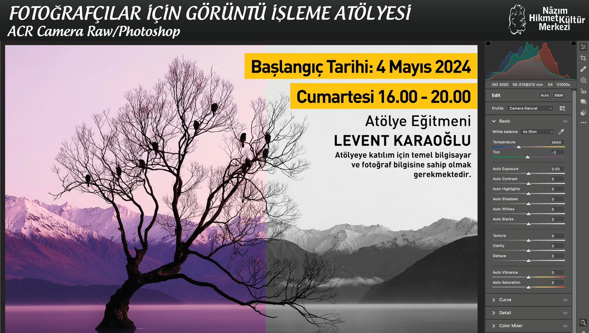 Fotoğrafçılar için Görüntü İşleme Atölyesi Levent Karaoğlu eğitmenliğinde 4 Mayıs itibariyle çalışmalarına başlıyor. ▪️Cumartesi 16:00-20:00 ▪️6 Hafta Detaylı bilgi için: atolye@nhkm.org.tr 0216 414 22 39 #nhkm #nâzımhikmetkültürmerkezi #kadıköy #atölye #fotoğraf