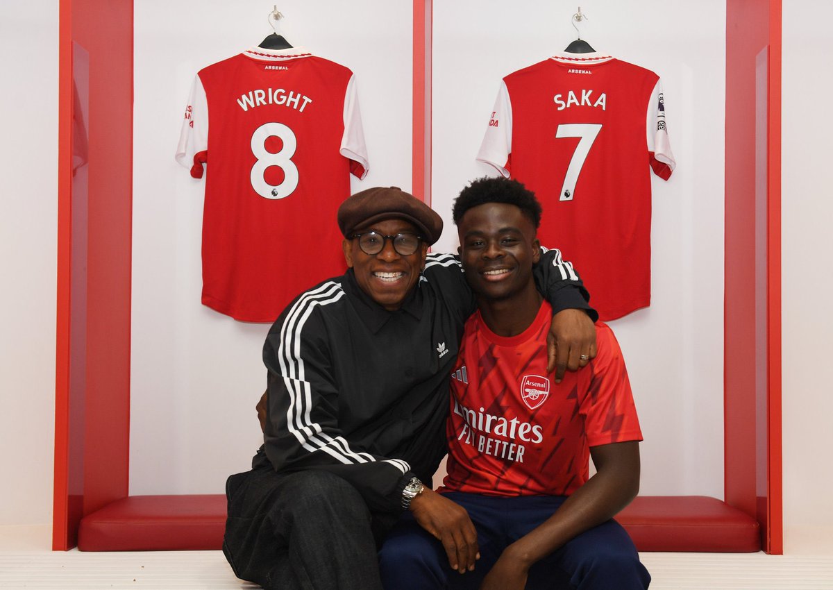 Bukayo Saka is the first Englishman to score home & away for Arsenal against Tottenham since Ian Wright in 1993/94, while Saka is also the first Englishman to score 15 goals in a Premier League season for Arsenal since Wright in 1996/97. 🏴󠁧󠁢󠁥󠁮󠁧󠁿 [@Squawka] #afc
