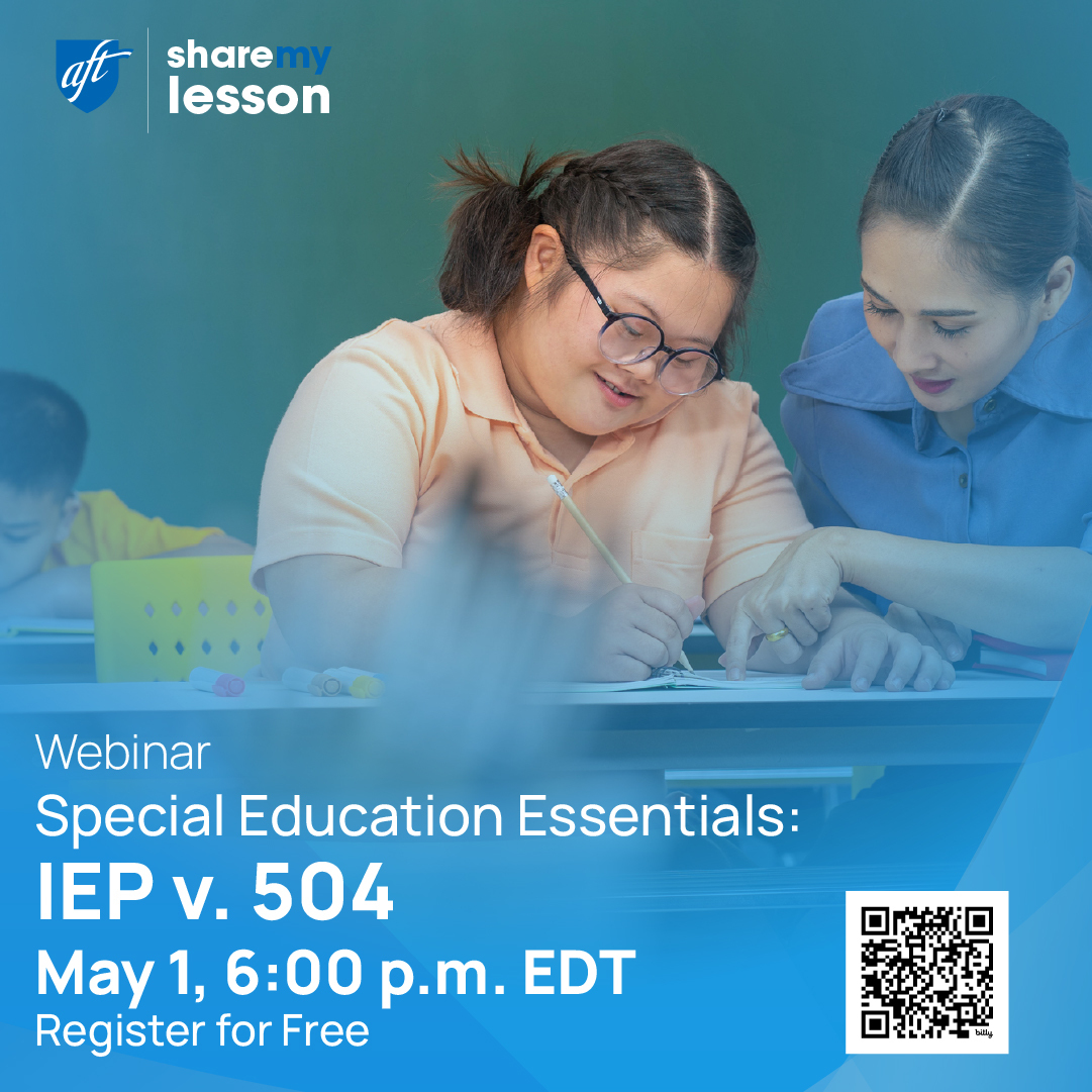Join us in creating a school environment that champions diversity & promotes equality. Explore ways to address the distinctive needs of students with disabilities. Secure your FREE spot in this webinar now! sharemylesson.com/webinars/speci… 🎓🌐📚 @iftaft @nysut @AFTPA @UFT @WTUTeacher