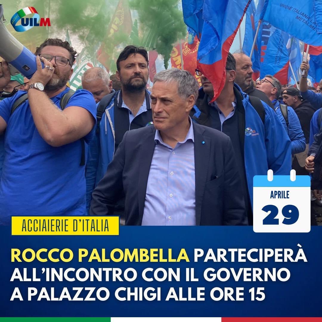 #ExIlva #AcciaierieItalia

Domani il Segretario Generale @RoccoPalombella parteciperà all’incontro con il Governo a Palazzo Chigi alle ore 15 sulla vertenza dell’ex Ilva 🔵🔵🔵
