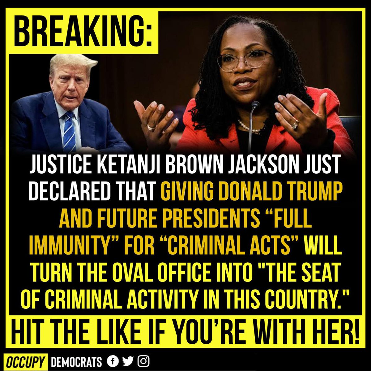 Immunity would make a president equivalent to a king! Who agrees America is and must remain a Republic forever...we are not a dictatorship or a monarchy?🙋🏽‍♀️🙋🏽🙋🏽‍♂️