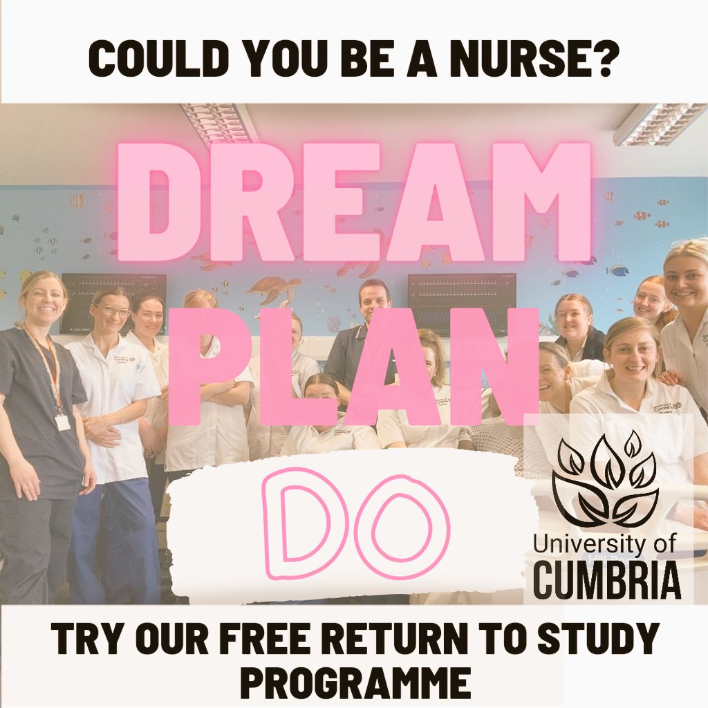 If you're not sure if you have the right qualifications or it has been a little while since you last studied, our Return to Study Programme can get you on the road to achieving your dreams. cumbria.ac.uk/return-to-stud… #cumbria #carlisle #studentnurse #LancasterUK #registerednurse