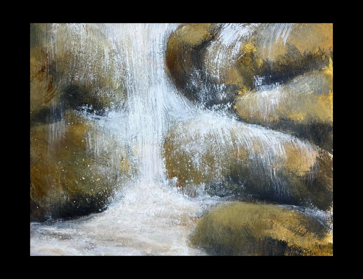 A larger waterfall in the same style and colours as the last. I love the the colour yellow ochre. #runningwater #waterfalls #yellowochre #peaceful #relax #greatoutdoors