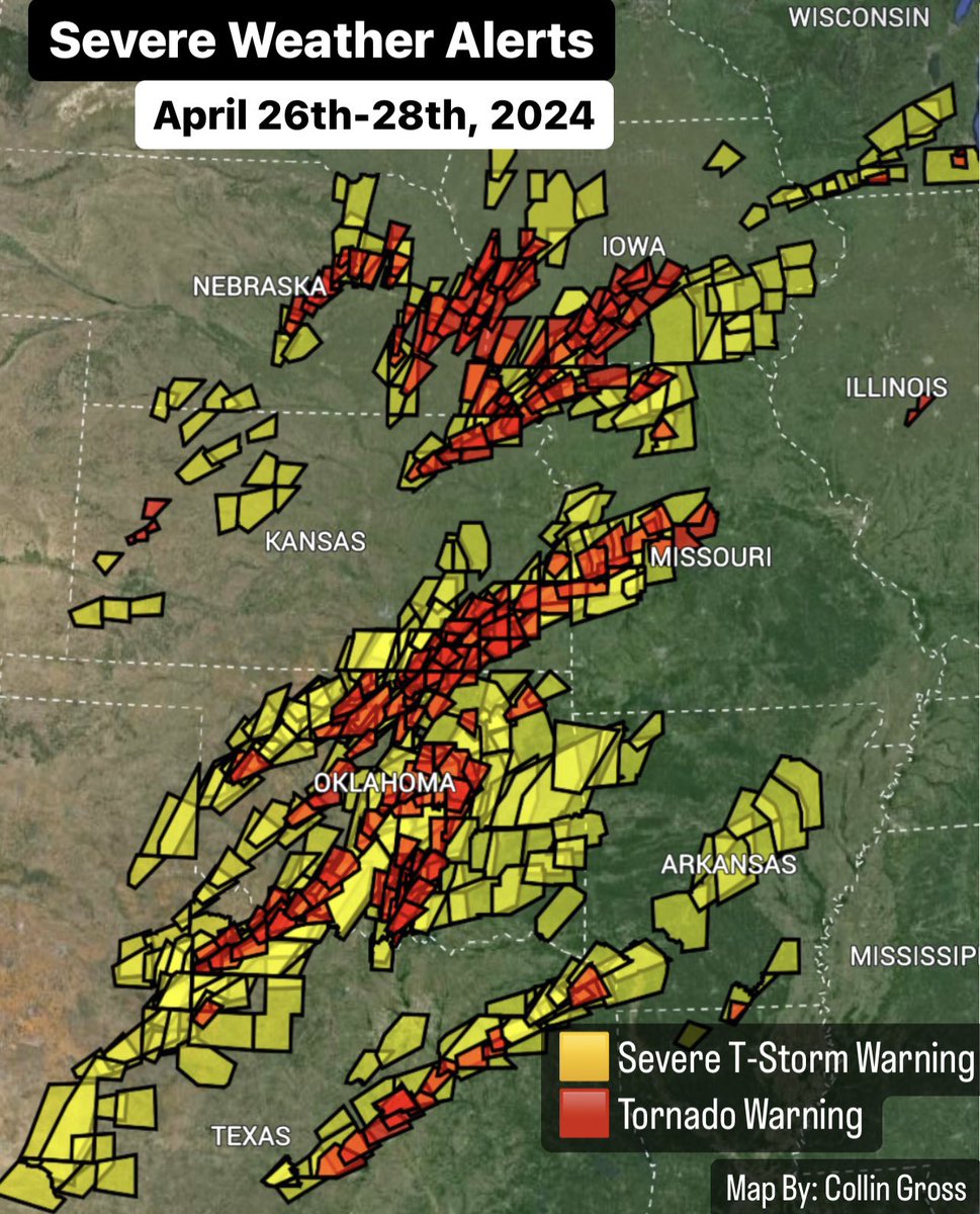 Lots of severe weather the last couple days in the Plains. A look at all the warnings issued…