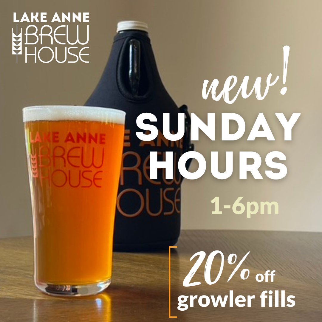 NEW! Sunday hours starting this week are shifting to 1-6pm so everyone can enjoy the deck and patio a little more. But don't worry! Growler fills are still 20% off every Sunday.
.
#localbeerisbetter #lifeonlakeanne #lakeanneplaza #drinklocal #beerme #coldbeerwarmheart #restonbeer