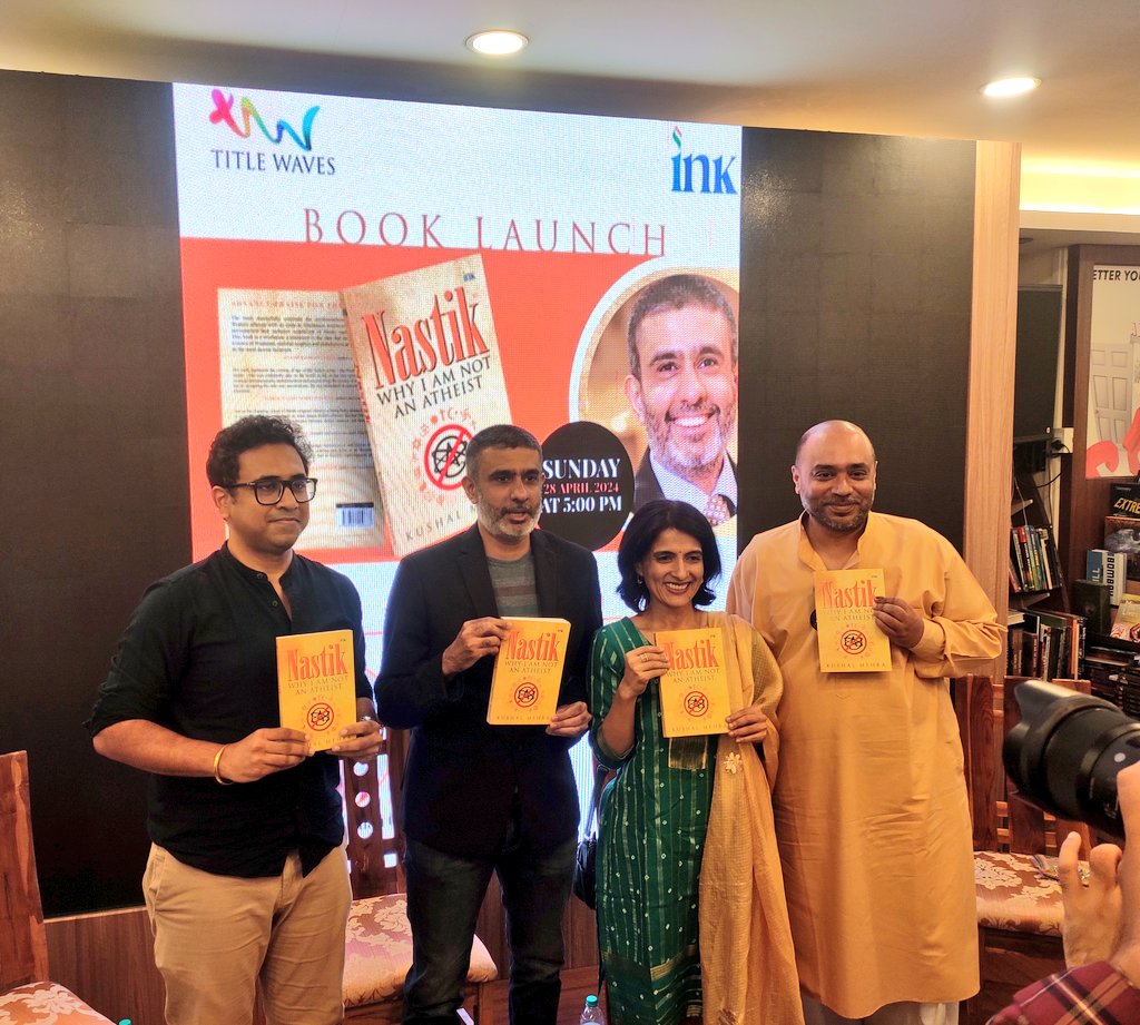 What a session by our awesome teachers! 😎
Thank you @kushal_mehra @Iyervval @6amiji & @harshmadhusudan ! 
Enlightening 2hrs well spent! 😇
#Nastik #Booklaunch #TitleWave
#Mumbai #BooksWorthReading
