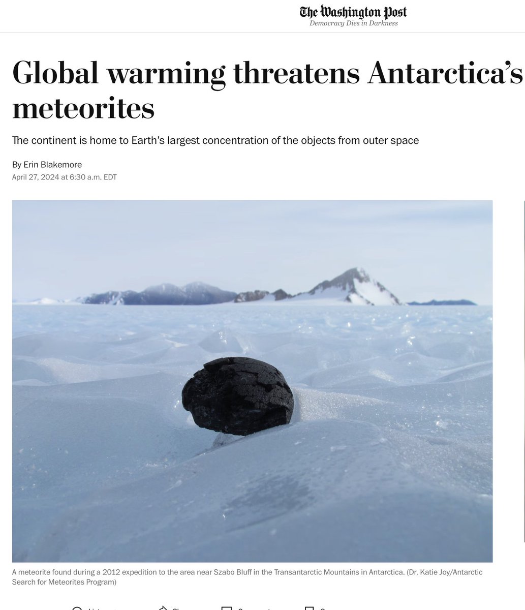 Global warming doesn't 'threaten' Antarctic meteorites as there has been no warming there in 70 years. nature.com/articles/s4161… washingtonpost.com/science/2024/0…