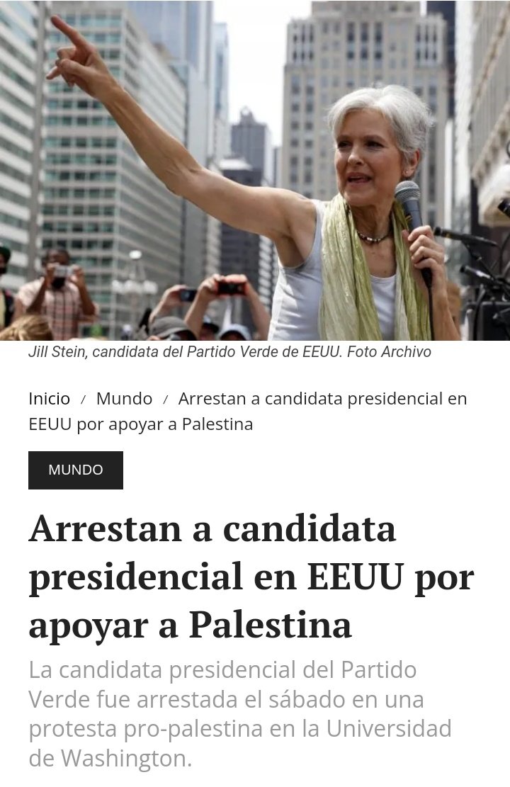 ¡¡ALERTA ...El rrreeeeggimen Maduro arresta a la líder opositora María Corina Machado en medio de una manifestación!! ...ah no, no perdón, es en la tierra de la democracia; Jill Stein, candidata del Partido Verde de EEUU fué arrestada por apoyar a Palestina!!