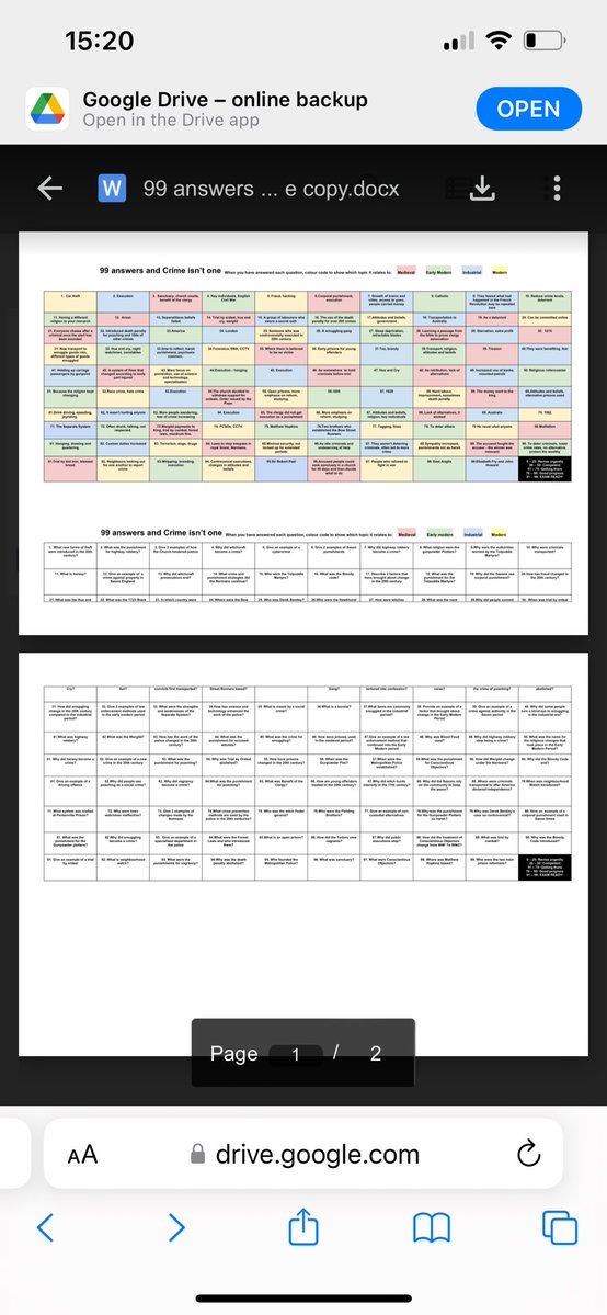 With thanks to @KKNTeachLearn for the original template, have adapted 99 questions for Edexcel Crime and Punishment. Link can be found here docs.google.com/file/d/1WAouPI…