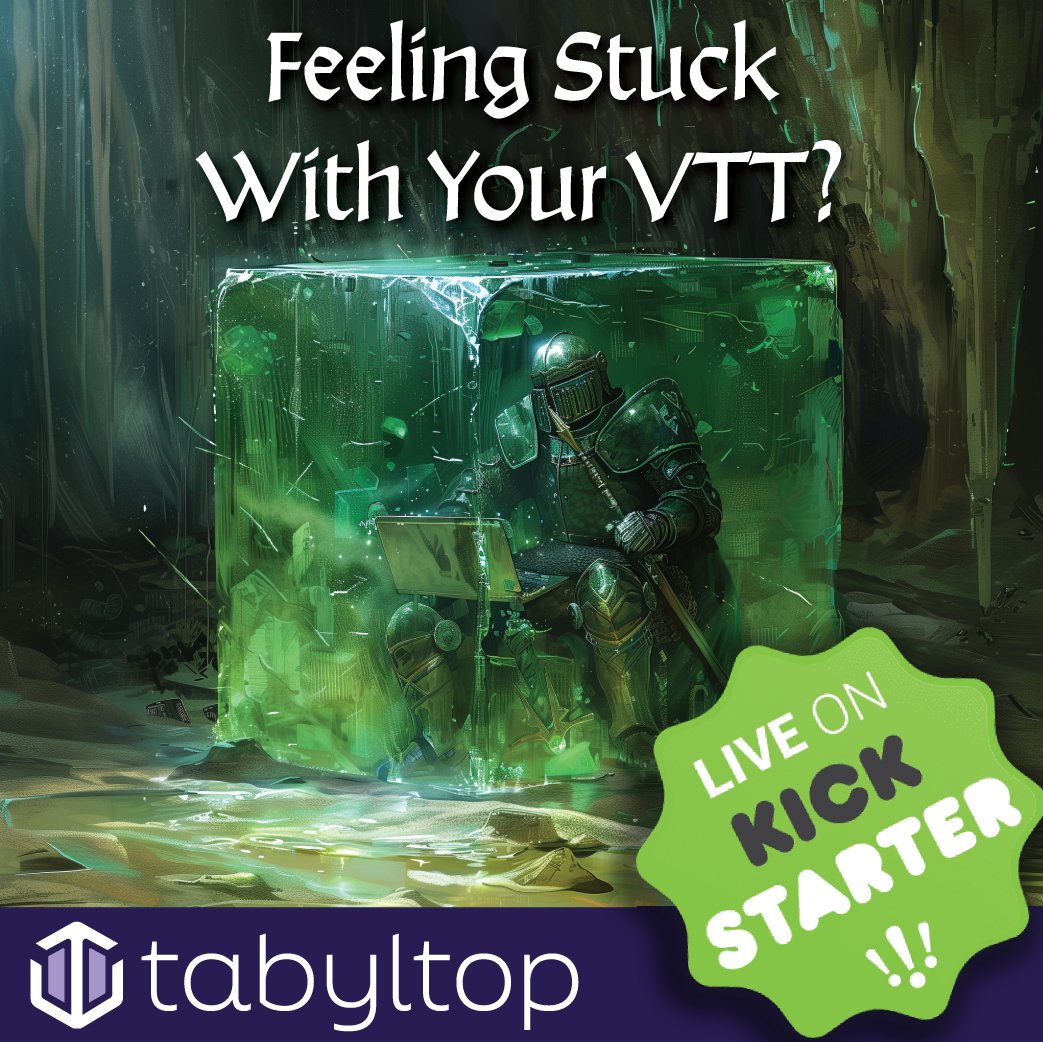 Try a smarter VTT and get playing faster with Tabyltop!

kickstarter.com/projects/tabyl…