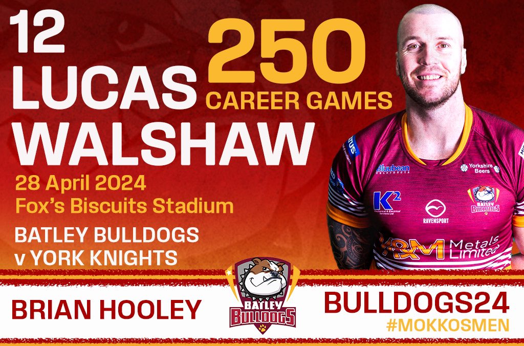 Opening the scoring on his 250th career appearance. TRY Lucas Walshaw!! Woods converts. 6-0 Bulldogs