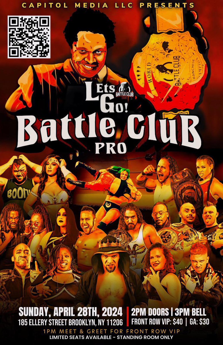Join us in #Brooklyn for the RETURN of @Battleclubpro TODAY. 3pm 185 Ellery Street Brooklyn, NY