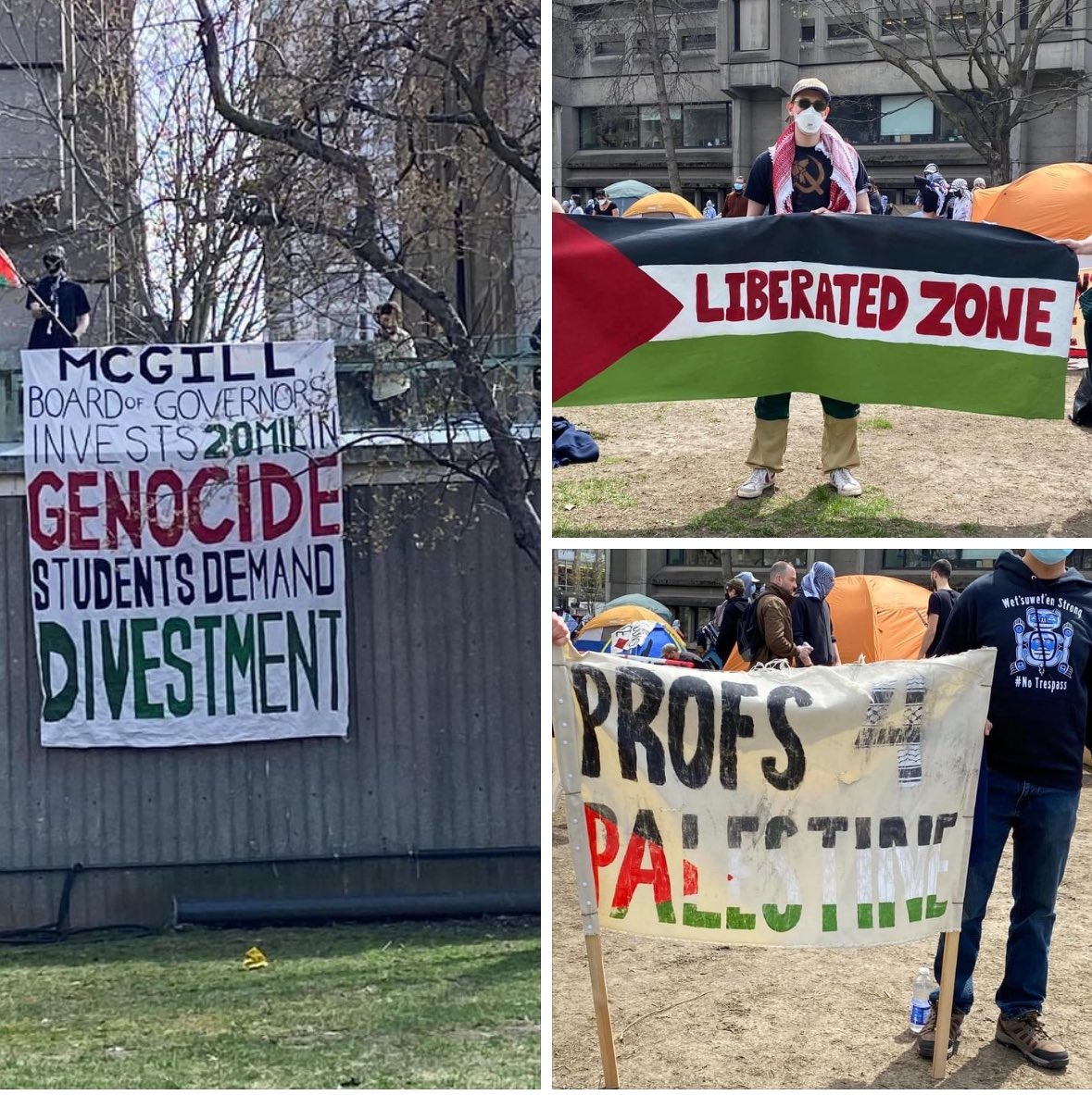 “The encampment has come to Tiohtiake / Montreal today! And Concordia and McGill students have created a liberated zone” -Academics for Palestine Concordia ✊🏼🇵🇸✊🏼