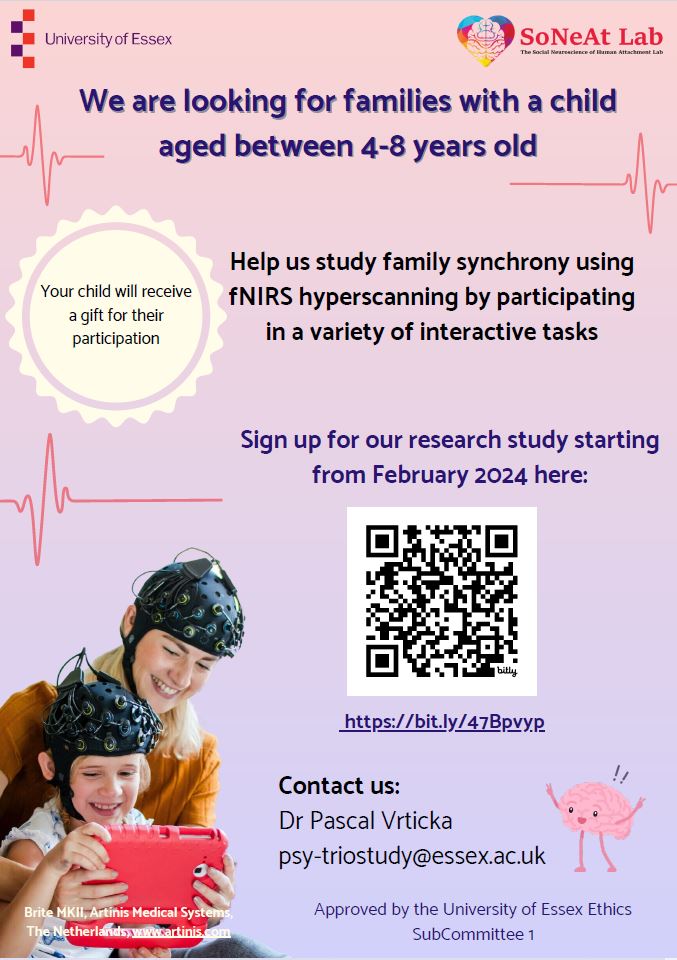 My @SoNeAtLab (@EssexPsychology, @Uni_of_Essex) is now looking for #families (#mum, #dad and 4-8 years-old #child) within the #Colchester (#Essex) area who wish to participate in our #research. Please have a look at the flyer below and share with others. Thank you 🙏🏻.